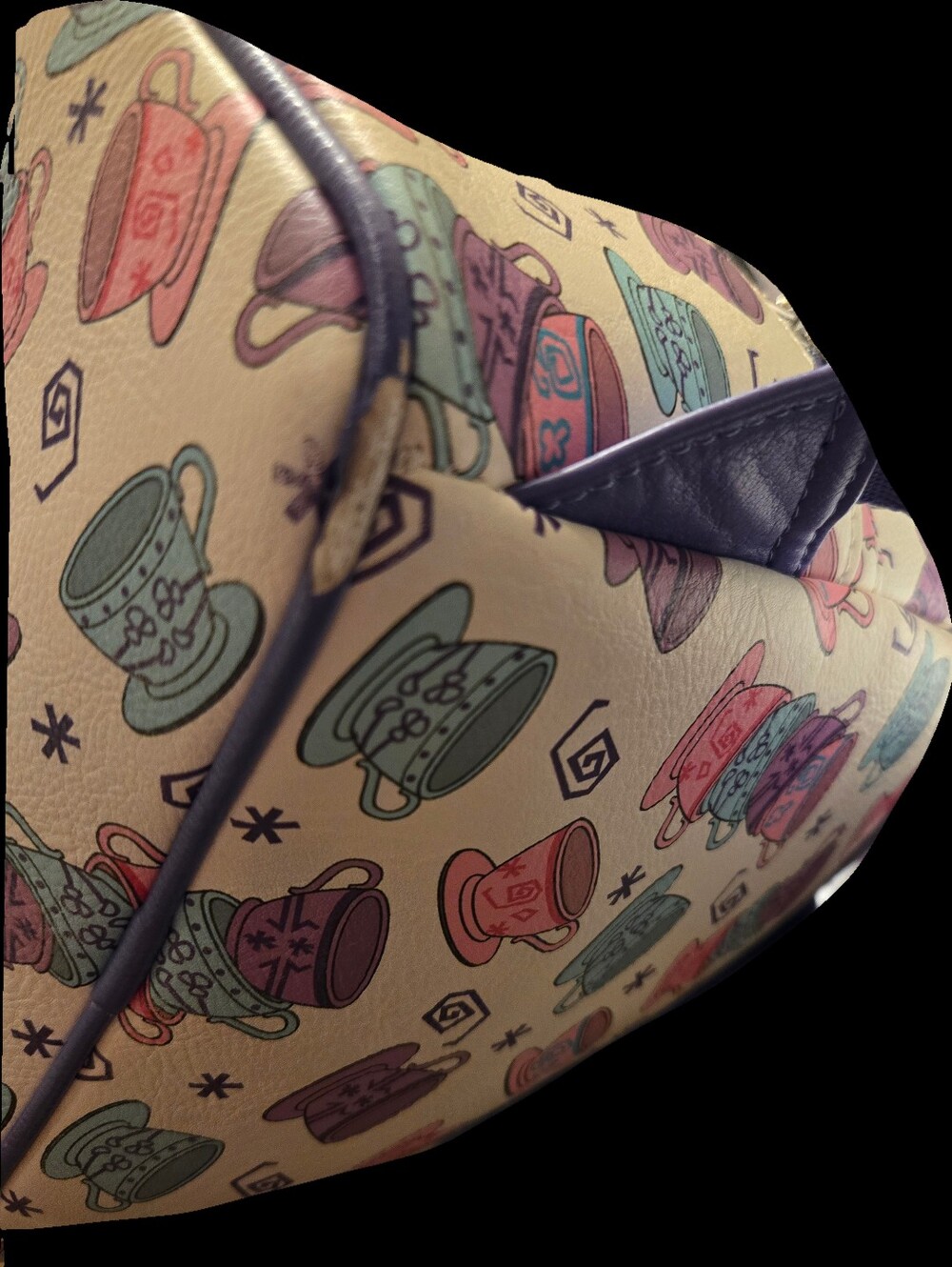 Loungefly Disney Parks Tea Cup Pattern Mini Backpack - Cream & Purple - Picture 3 of 4